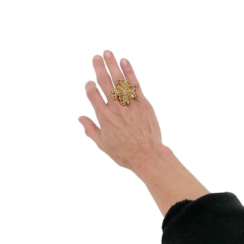 VIRGINS SAINTS & ANGELS VSA Electra Cross Ring in Gold Size 6